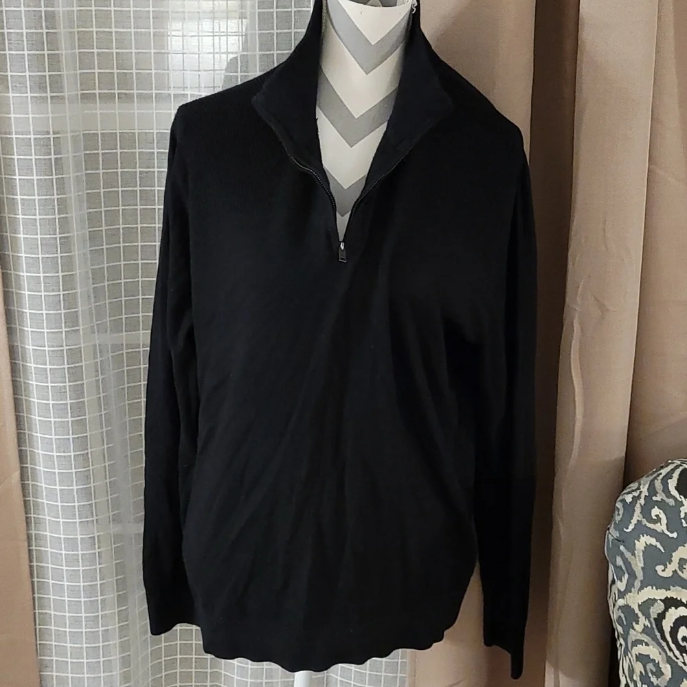 Banana Republic sz large quarter zip black sweater MT47